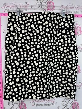 Lily Morgan skirt pencil dotted white black Polka Dot Black Pencil Skirt